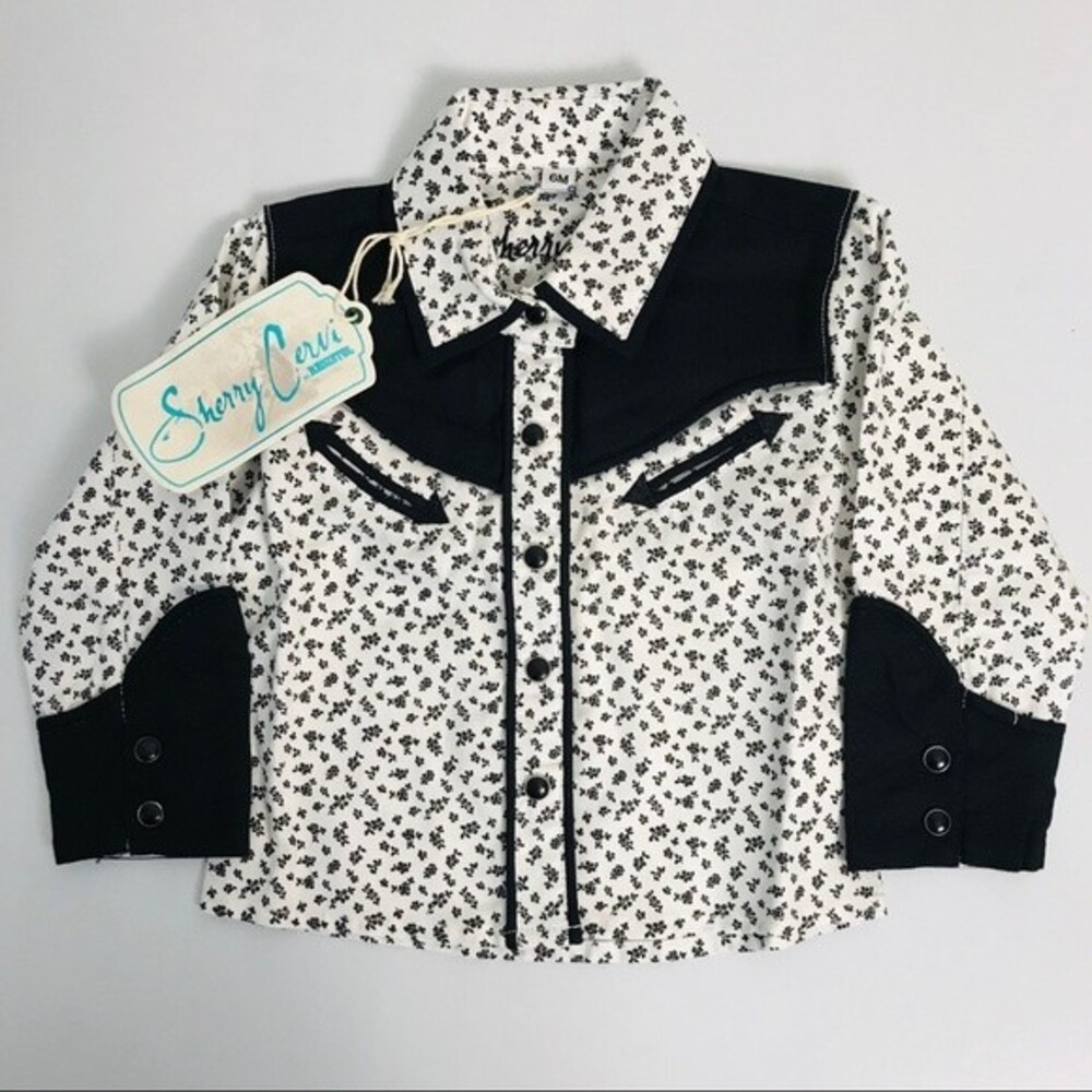 Sherry Cervi by Resistol Black and White Western Snap Button Down Shirt 6 Months